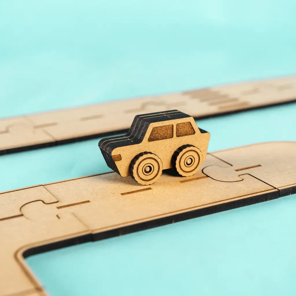 Adventure Track Extension – Colour-Your-Own Wooden Road Set