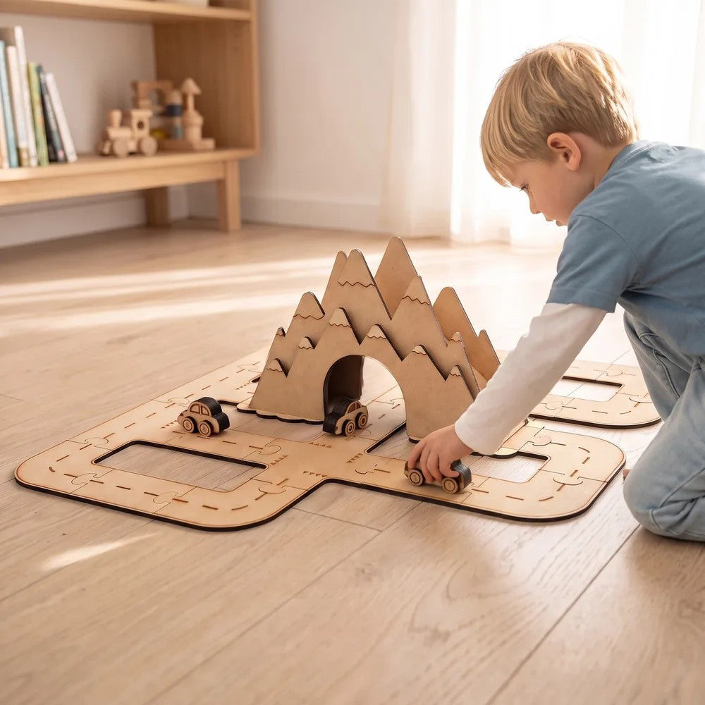 Around the Mountain – Colour-Your-Own Wooden Road Play Set