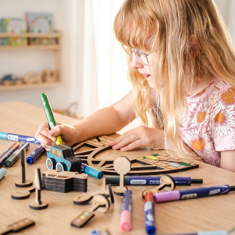 Around the Mountain – Colour-Your-Own Wooden Road Play Set