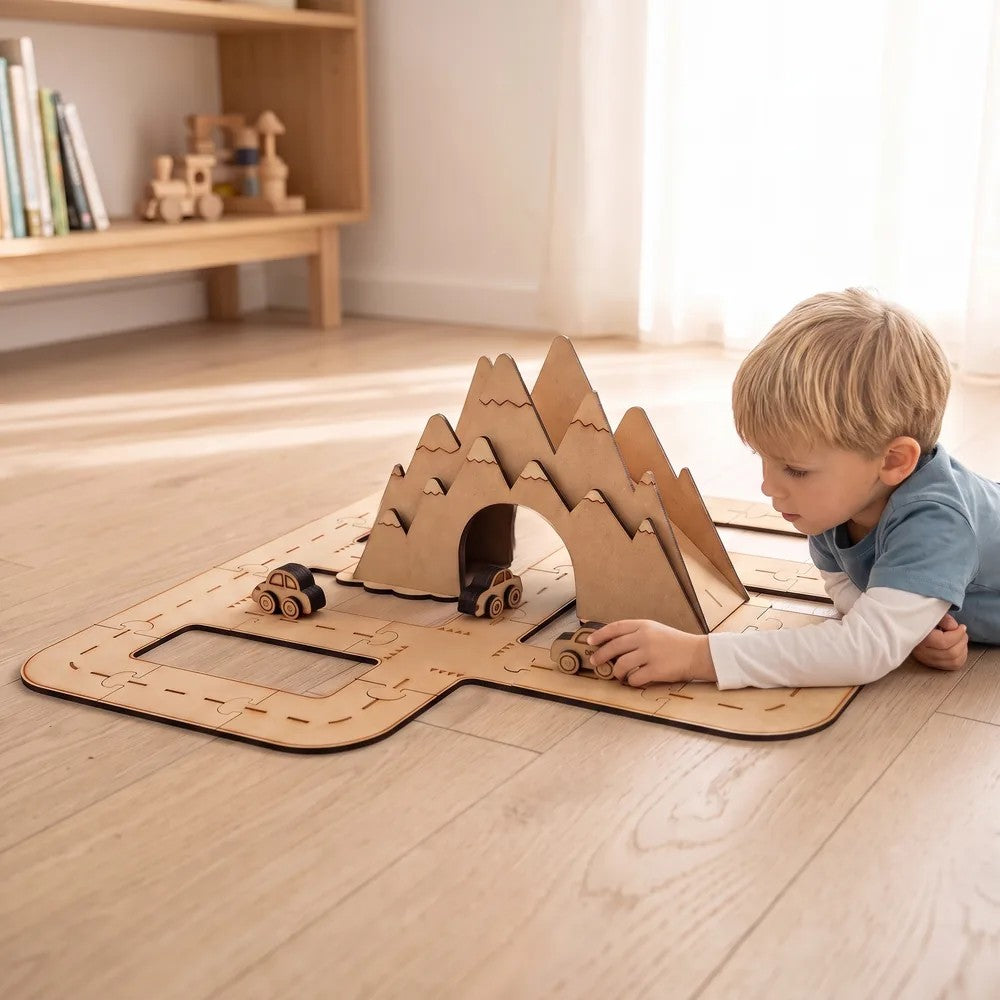 Around the Mountain – Colour-Your-Own Wooden Road Play Set