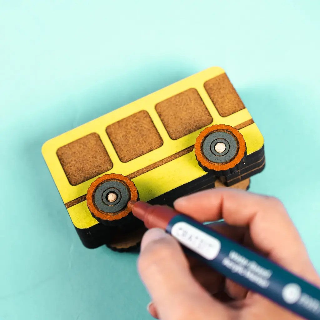 Bus Adventures – Colour-Your-Own Wooden Toy Bus