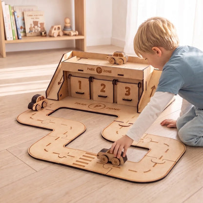 City Park Zone – Colour-Your-Own Wooden Car Park Play Set