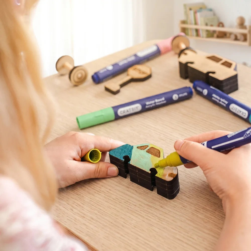 City Park Zone – Colour-Your-Own Wooden Car Park Play Set