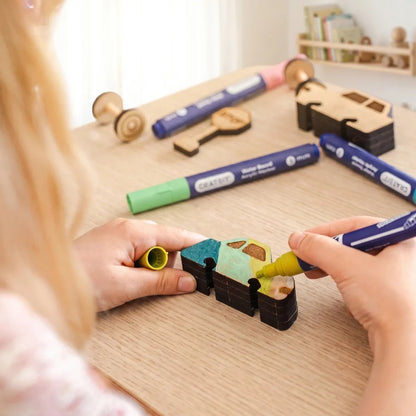 City Park Zone – Colour-Your-Own Wooden Car Park Play Set