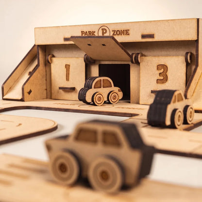 City Park Zone – Colour-Your-Own Wooden Car Park Play Set