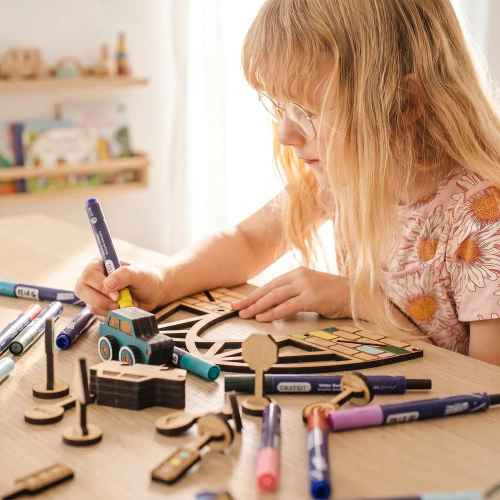 City Park Zone – Colour-Your-Own Wooden Car Park Play Set