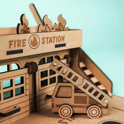 Fire Station – Colour-Your-Own Wooden Play Set