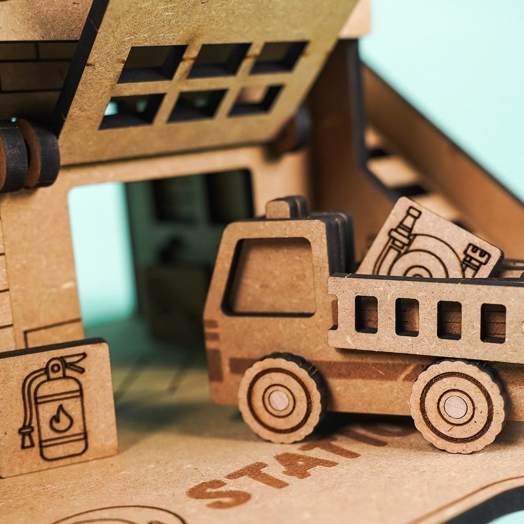Fire Station – Colour-Your-Own Wooden Play Set