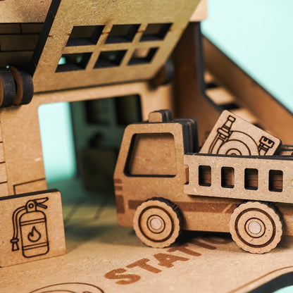 Fire Station – Colour-Your-Own Wooden Play Set