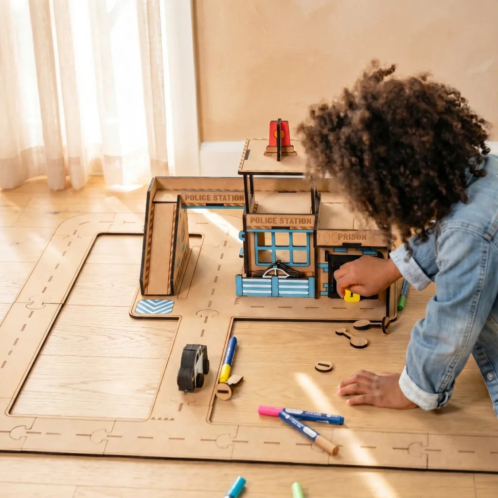 Police Station – Colour-Your-Own Wooden Play Set