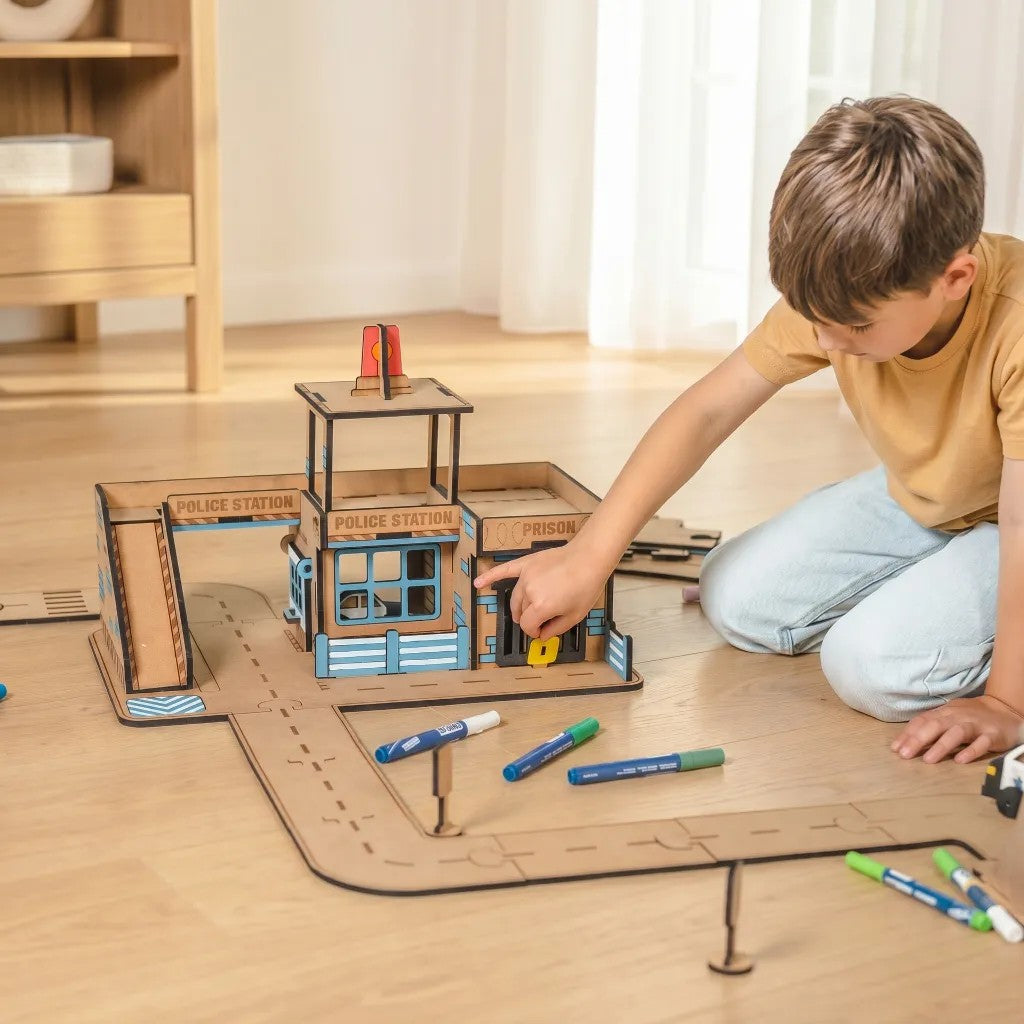 Police Station – Colour-Your-Own Wooden Play Set