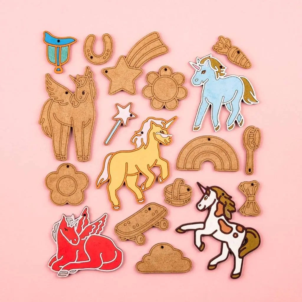 Rainbow Friends – Colour-Your-Own Wooden Unicorn Set