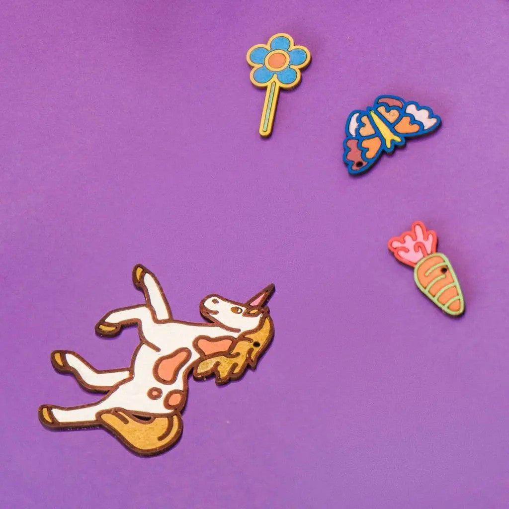 Rainbow Friends – Colour-Your-Own Wooden Unicorn Set