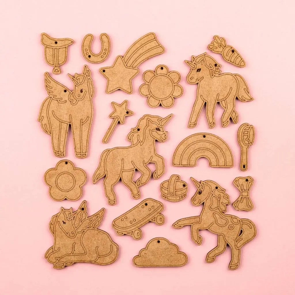 Rainbow Friends – Colour-Your-Own Wooden Unicorn Set
