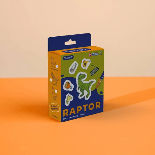 Raptor – Colour-Your-Own Wooden Dinosaur Mini Set