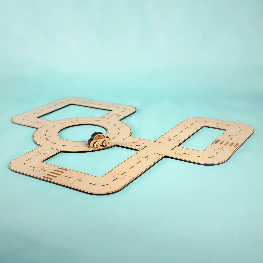Rule the Roundabout – Colour-Your-Own Wooden Road Play Set
