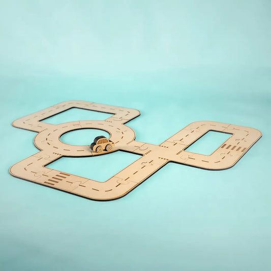 Rule the Roundabout – Colour-Your-Own Wooden Road Play Set