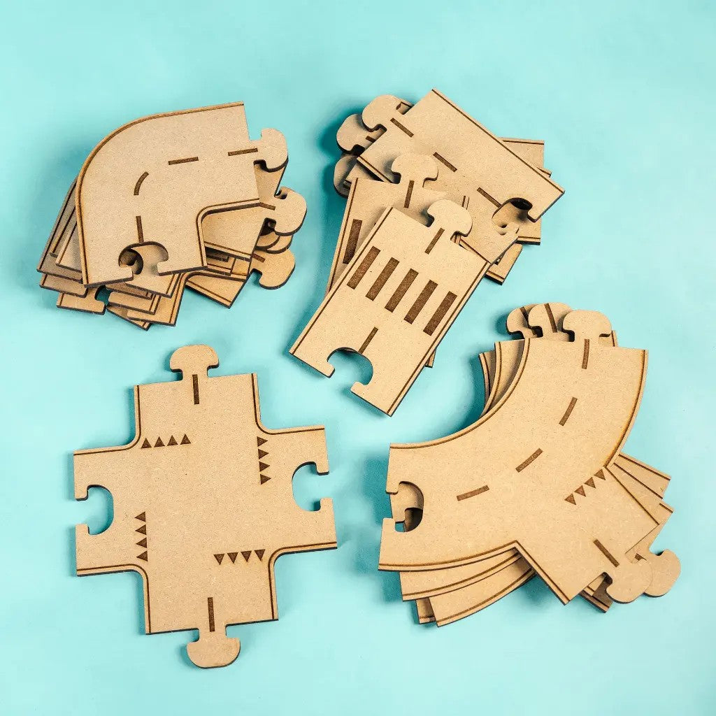 Rule the Roundabout – Colour-Your-Own Wooden Road Play Set