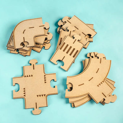 Rule the Roundabout – Colour-Your-Own Wooden Road Play Set
