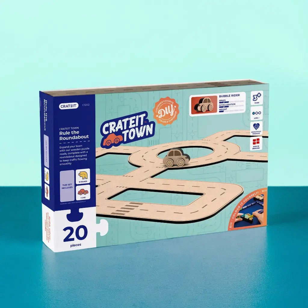 Rule the Roundabout – Colour-Your-Own Wooden Road Play Set