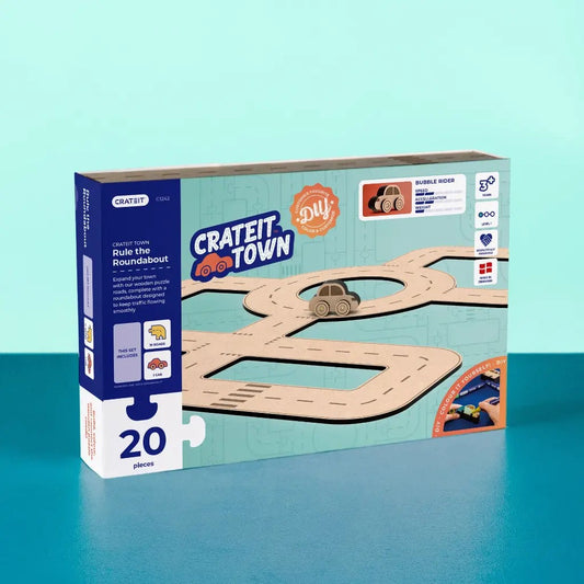Rule the Roundabout – Colour-Your-Own Wooden Road Play Set