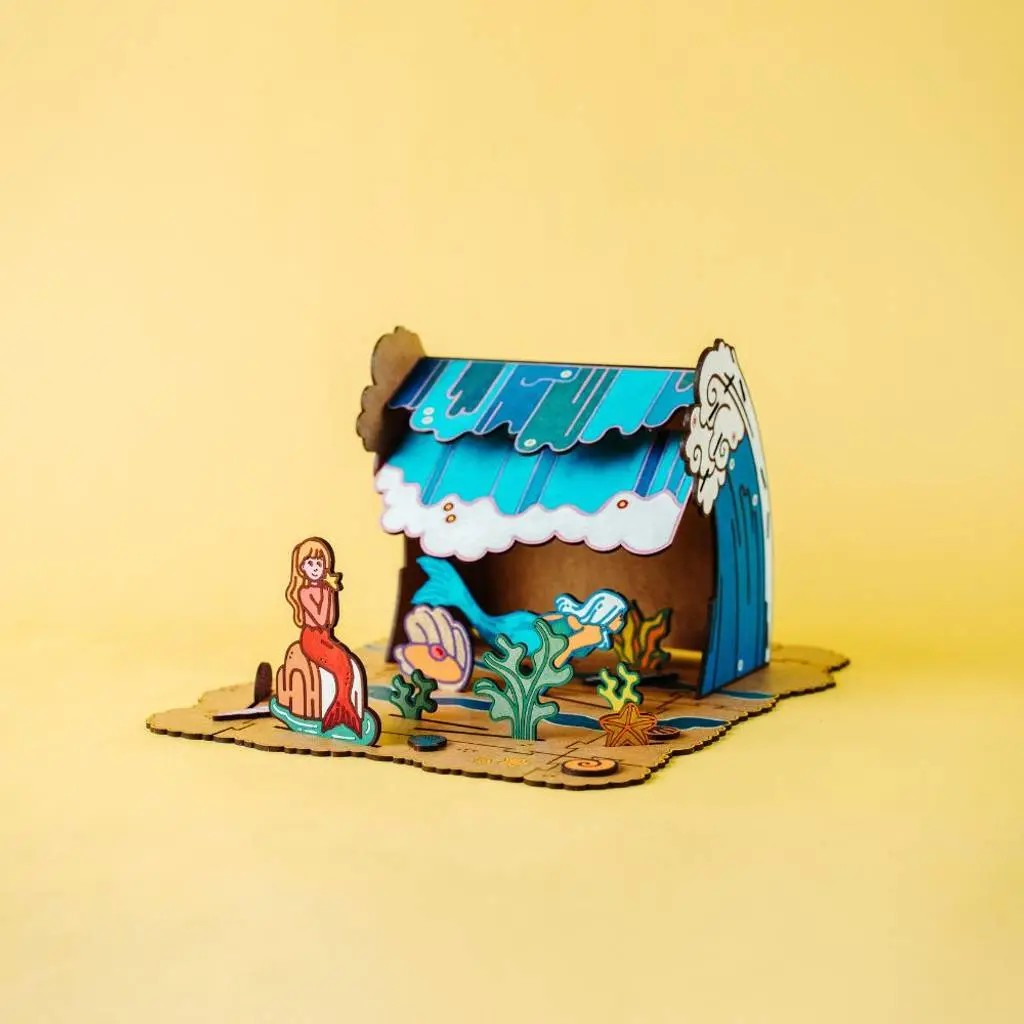 Seashell Shore – Colour-Your-Own Wooden Mermaid Play Set