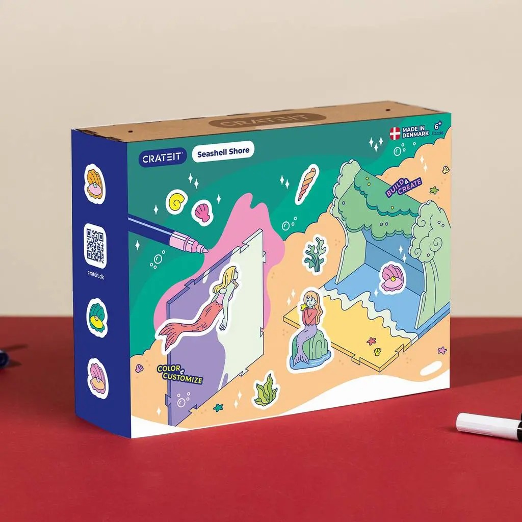 Seashell Shore – Colour-Your-Own Wooden Mermaid Play Set