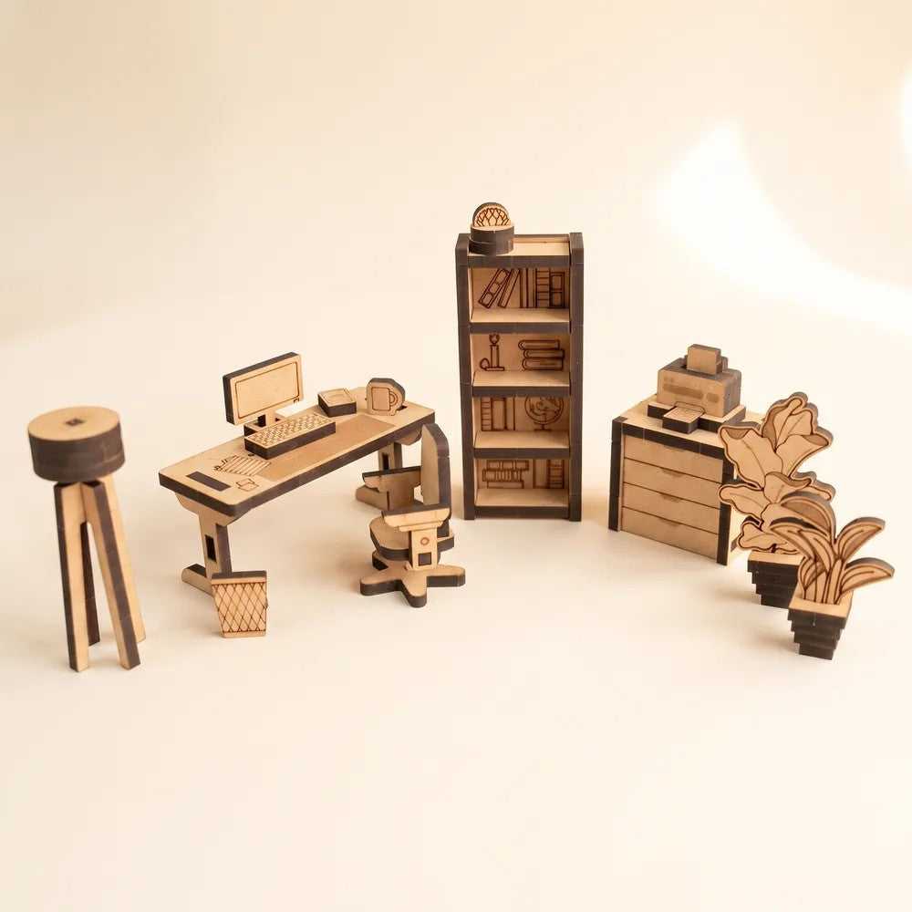The Cloud Office – Colour-Your-Own Wooden Dollhouse