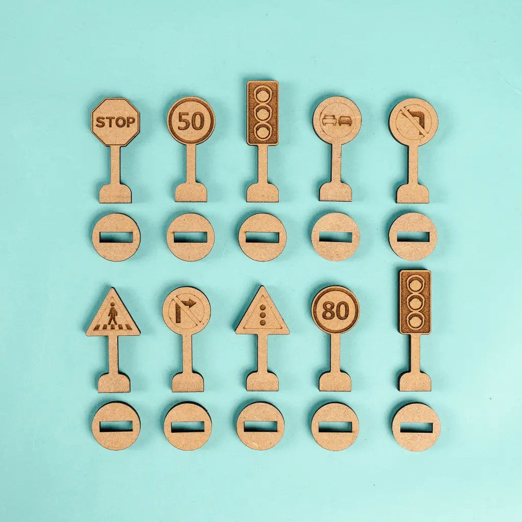 Traffic & Road Signs – Colour-Your-Own Wooden Sign Set