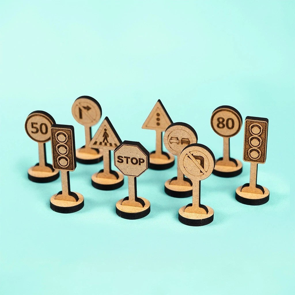 Traffic & Road Signs – Colour-Your-Own Wooden Sign Set