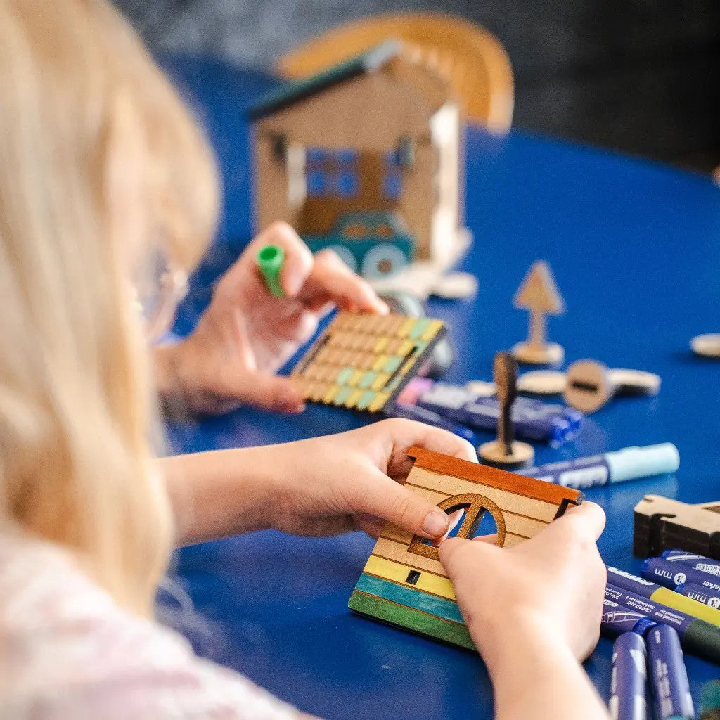 Vista Villa – Colour-Your-Own Wooden Toy Garage