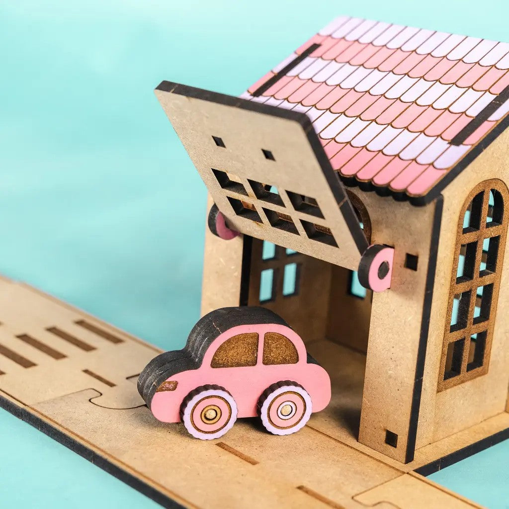 Vista Villa – Colour-Your-Own Wooden Toy Garage