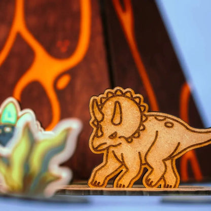 Volcano Escape – Colour-Your-Own Wooden Dinosaur Play Set