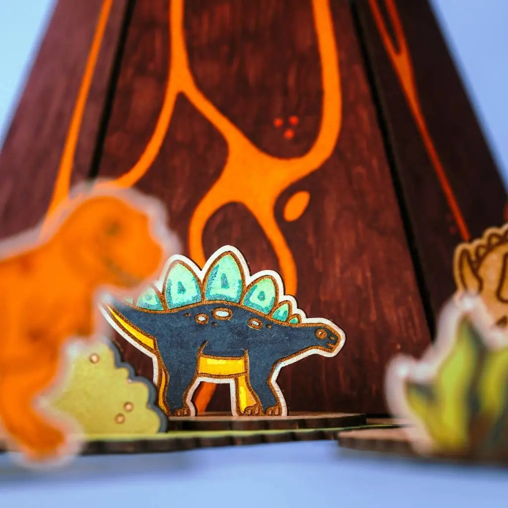 Volcano Escape – Colour-Your-Own Wooden Dinosaur Play Set