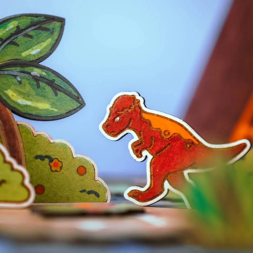 Volcano Escape – Colour-Your-Own Wooden Dinosaur Play Set
