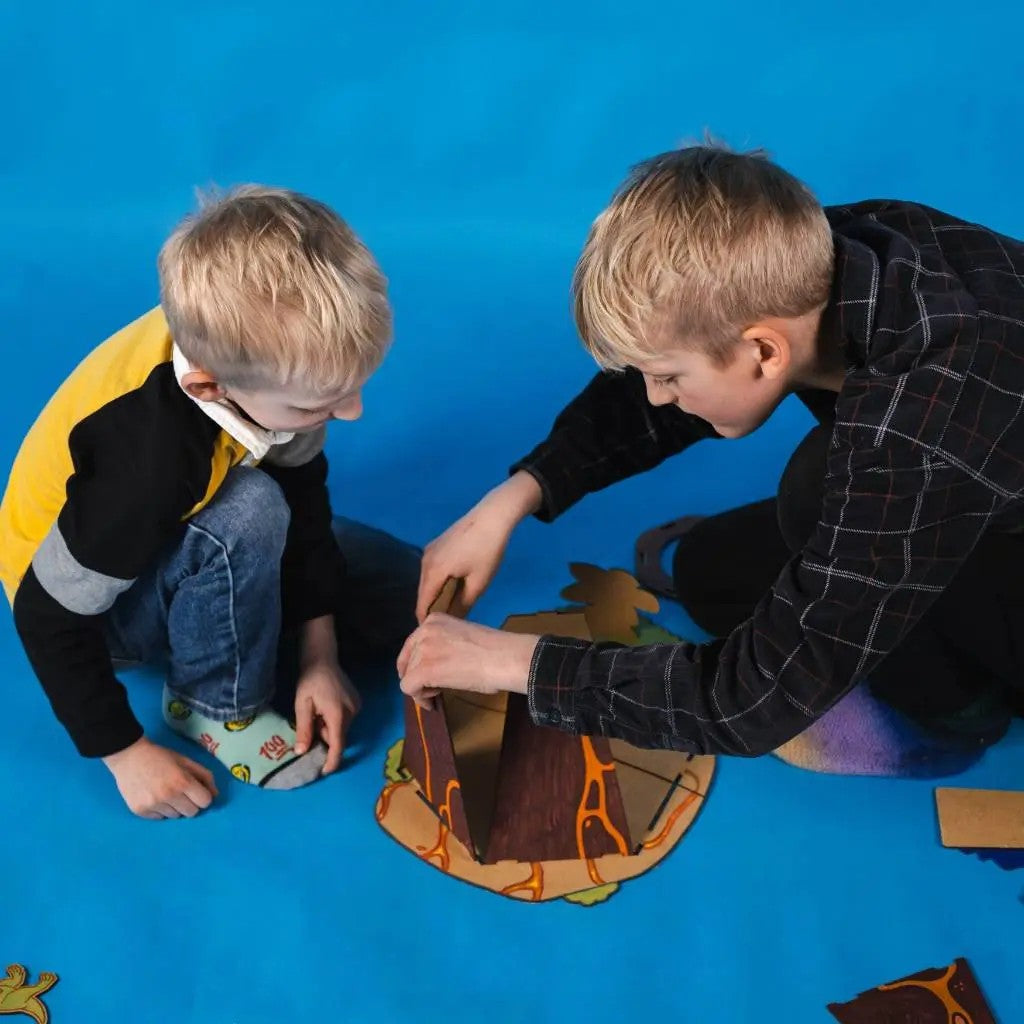 Volcano Escape – Colour-Your-Own Wooden Dinosaur Play Set