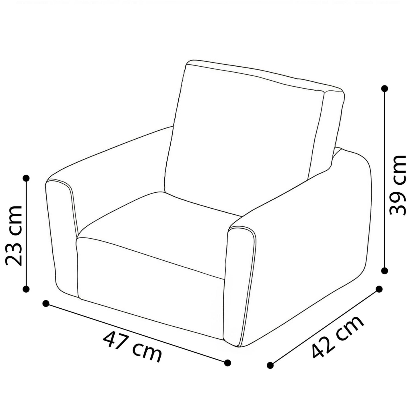 Plush Nest Cubie foldbar lænestol til børn i premium fløjl – grå