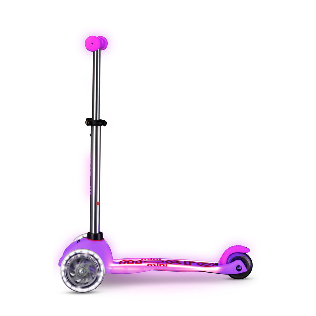 Micro Mini Deluxe Glow LED Plus løbehjul - Frosty Pink
