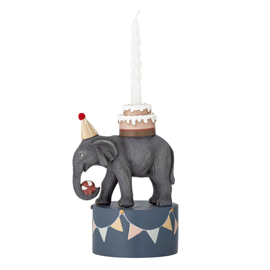 Bloomingville MINI Flor lysestage – Elefant i grå polyresin