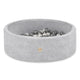 Plush Nest boldbassin med 200 bolde (sølv) i premium chenille – grå – 90x30 cm