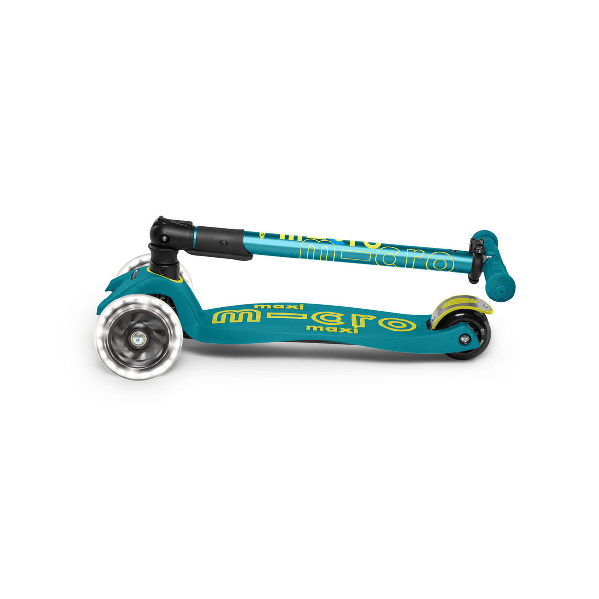 Micro Maxi Deluxe Foldable LED løbehjul - Petrol Green
