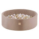 Plush Nest boldbassin 90x30 cm – beige velour med 200 bolde i pink mix