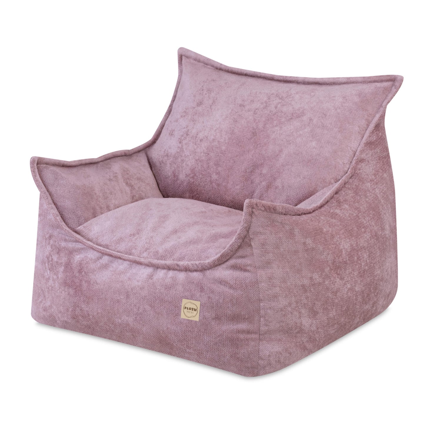 Plush Nest Roya lænestol til børn i premium chenille – lyserød