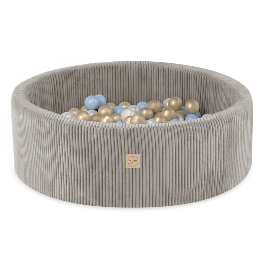 Plush Nest boldbassin 90x30 cm – beige med 200 bolde i blå mix