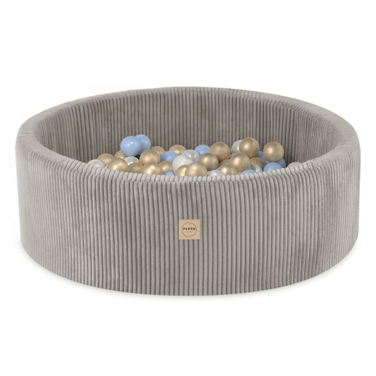 Plush Nest boldbassin 90x30 cm – beige med 200 bolde i blå mix