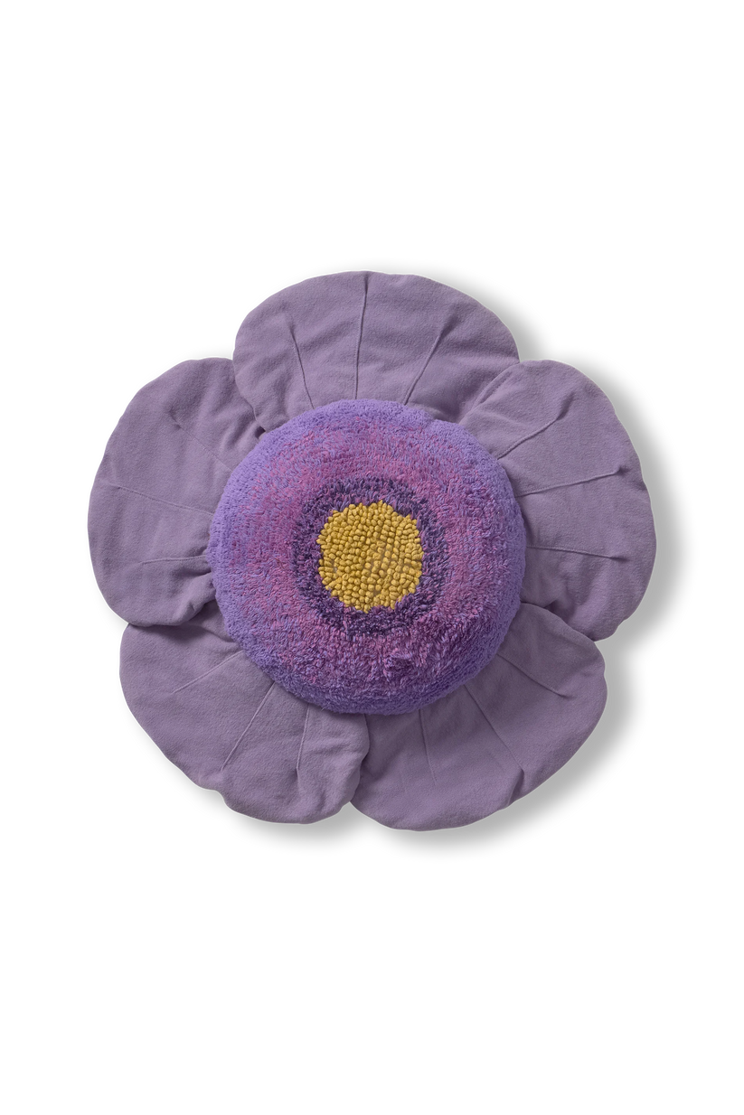 Lorena Canals Purple Poppy lilla valmue gulvpude 80 cm