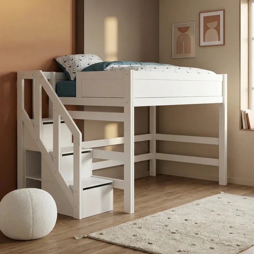 LIFETIME Kidsrooms Original højseng med trappe 120 x 200 cm – 152 cm