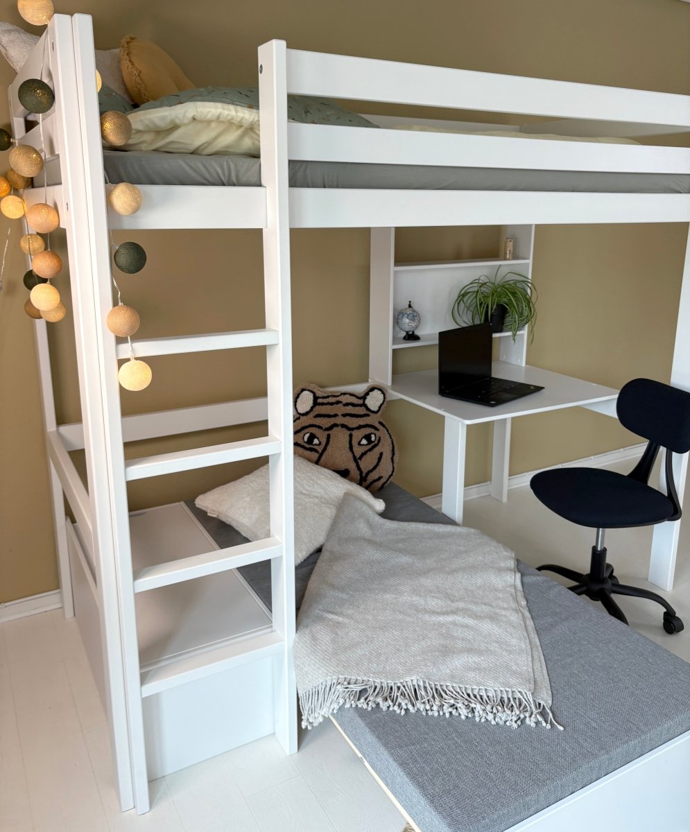 LIFETIME Kidsrooms Elements Study & Relax højseng med skrivebord og sovesofa 90 x 200 cm