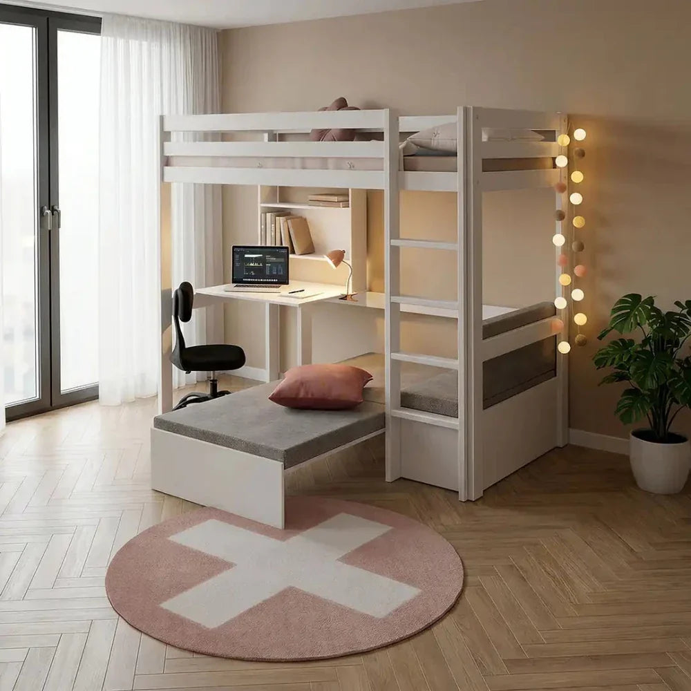 LIFETIME Kidsrooms Elements Study & Relax højseng med skrivebord og sovesofa 90 x 200 cm