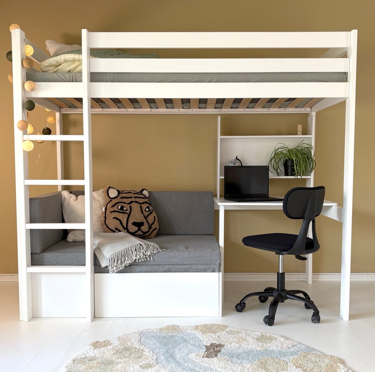 LIFETIME Kidsrooms Elements Study & Relax højseng med skrivebord og sovesofa 90 x 200 cm